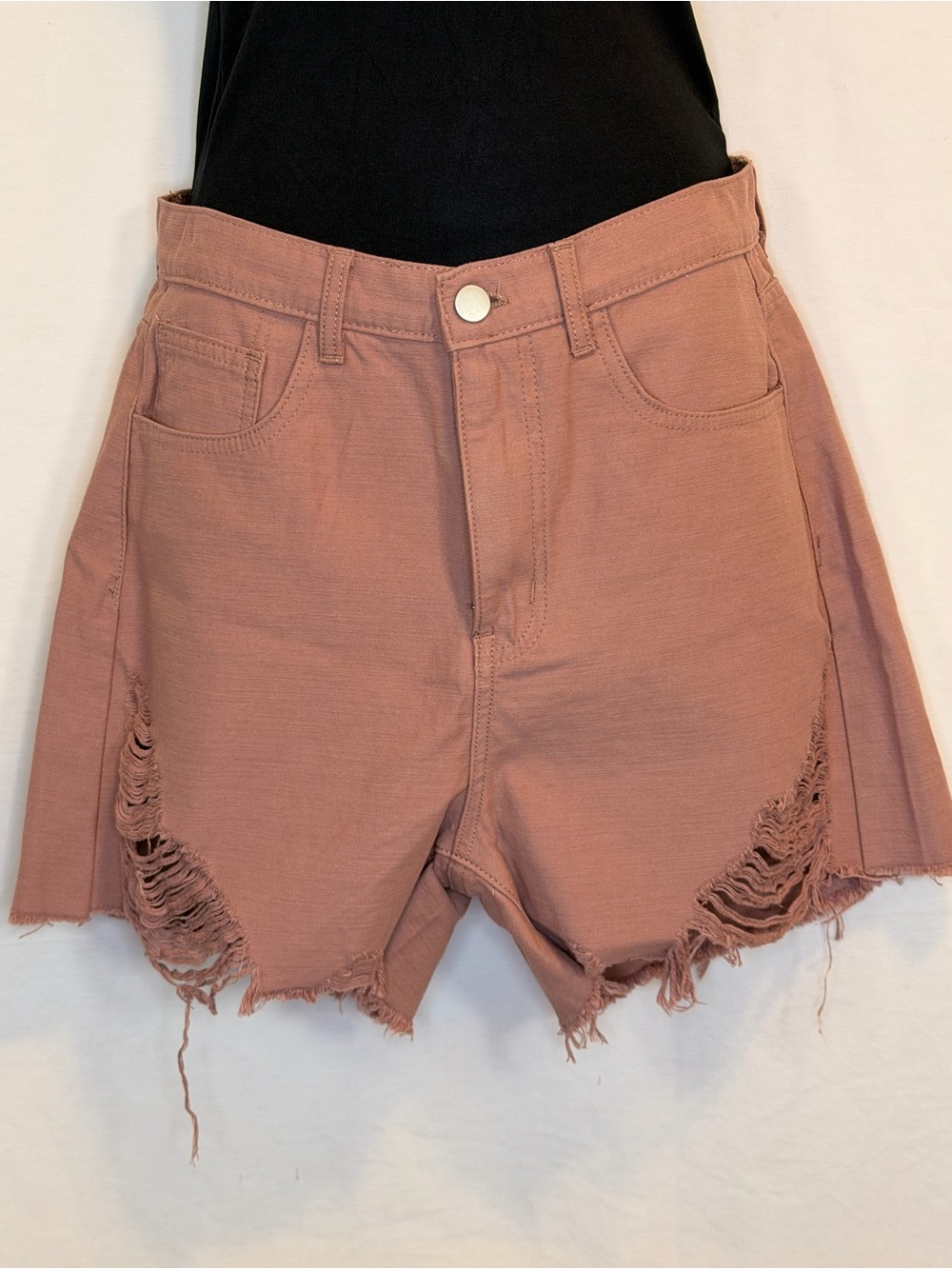 1.4.3. Story by Line Up Rose-Pink Distressed Denim Shorts